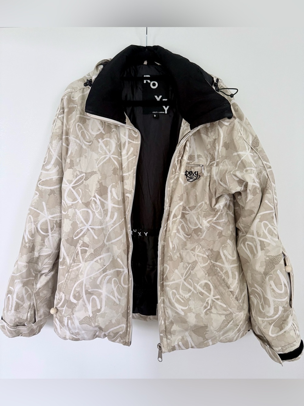 Roxy Snowboard Ski Jacket Beige Print Size S